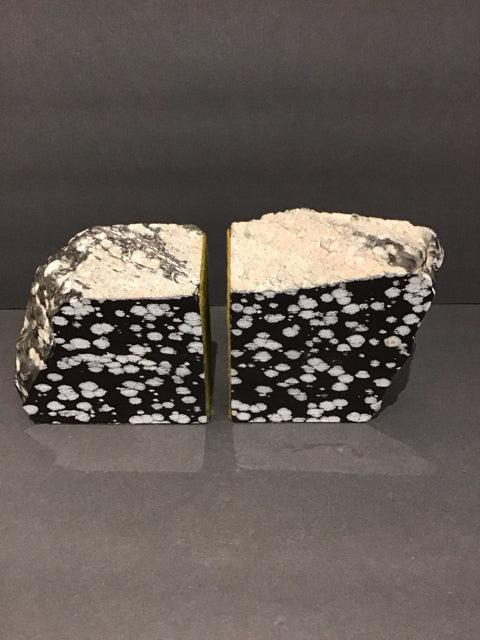 Snowflake Obsidian Stone Bookends