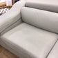AS-IS Grey Leather Two Pc Sleeper Sectional(No Mattress/Light Soil)