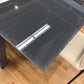 AS-IS Grey Glass Extension Metal Base Dining Table
