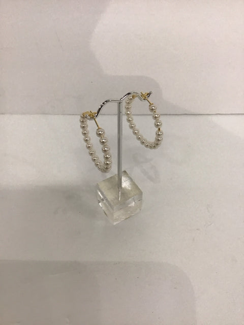 Faux Pearl Hoop Earrings
