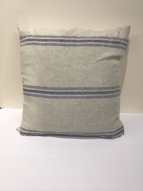 Grey Pillow w/Blue Stripes