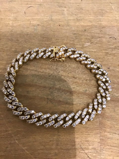 Gold W/Rhinestone Anklet Bracelet