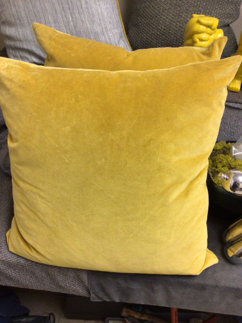 20" Yellow Fabric Pillow