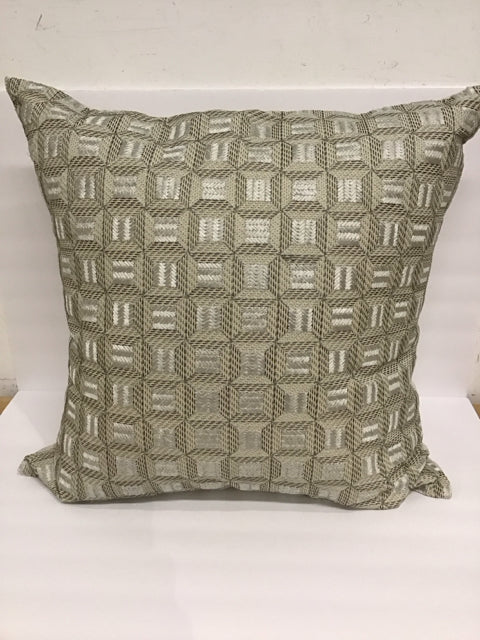 Tan Pillow w/Ivory Geometric Pattern