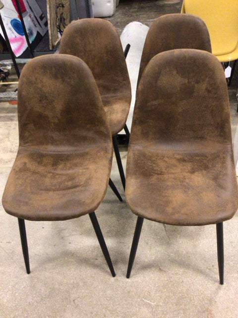 4- Brown Micro Suede Dining Chairs