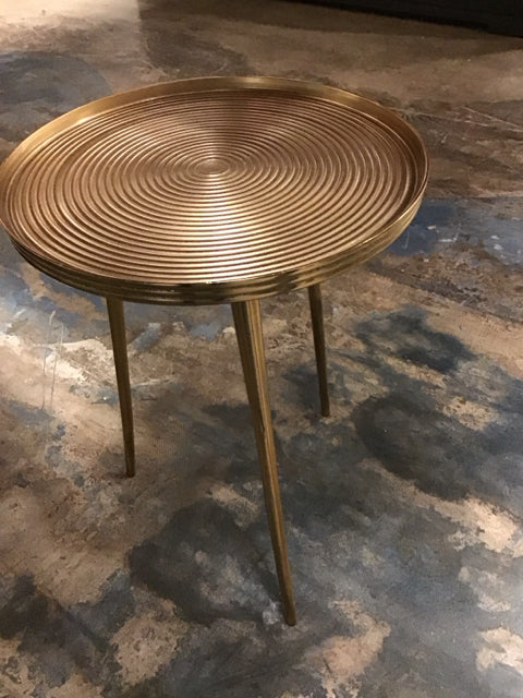 12.5" Gold Circle Pattern Textured End Table