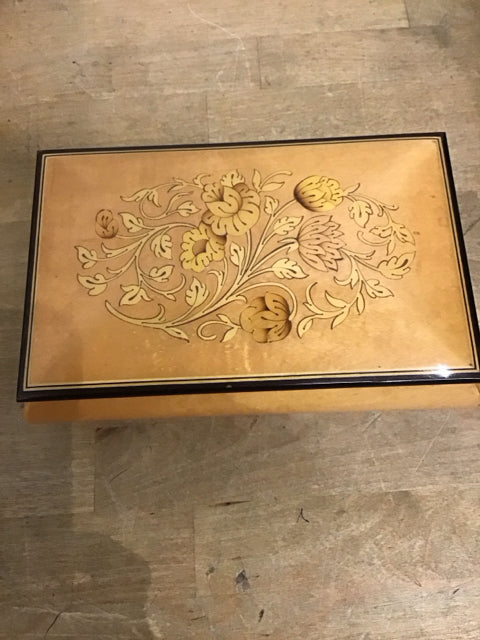 8"x5" Floral Wood Music Box