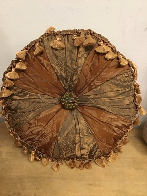 14" Round Tassled Tapestry Round Pillows