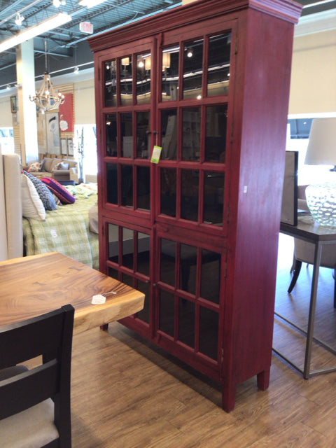 82" X 54" X 17" Crate & Barrel Rojo Red China Cabinet