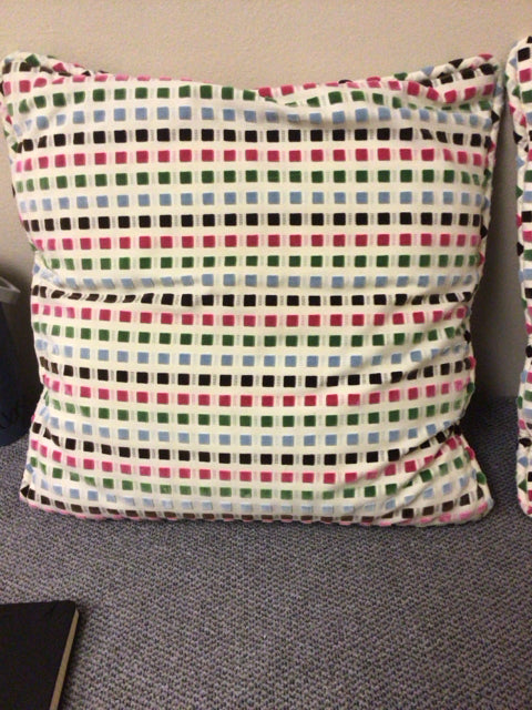 Cream Multi Color Block Pattern Pillow