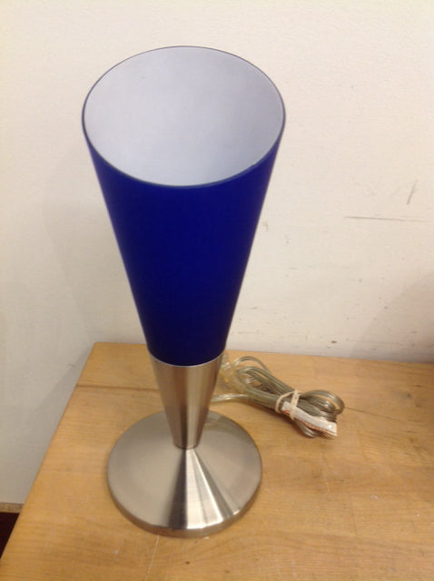 14" Silver & Blue Glass Accent Lamp