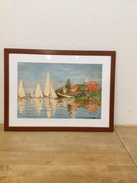 31"x23" Framed Monet Sailboat Lithograph