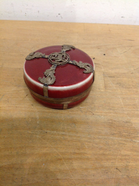 Asian Red Ceramic Trinket Box