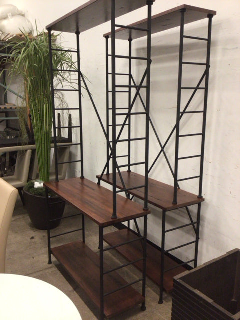 Industrial Metal & Wood Tall Bookcase