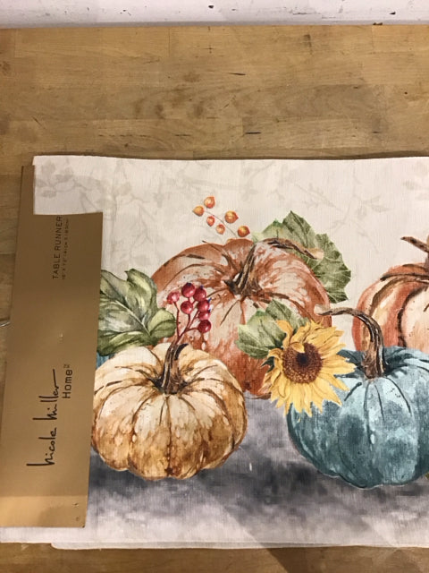 Nicole Miller 16"x72" Fall Pumpkin & Sunflower Runner