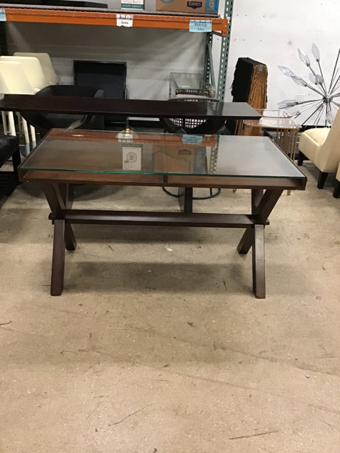 PB Ava Glass Top Desk AS-IS Slight nicks