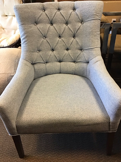 Blue W/White Specks Button Tufted Wingback Chair