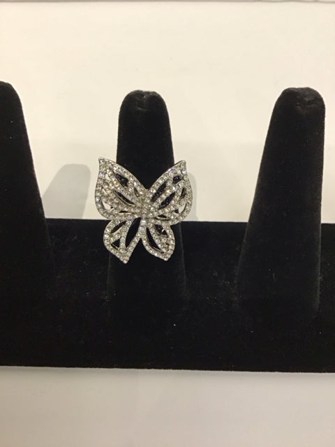 Silver Ring w/Butterfly Pave Design