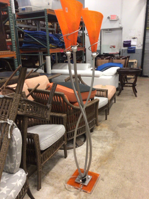 Silver & Orange Contemporary Floor Lamp