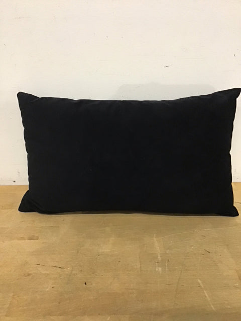 20"x12" Lumbar Black Velvet Pillow