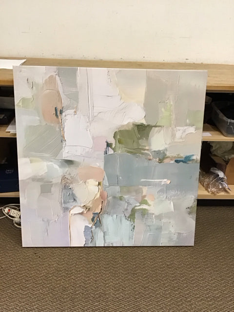 40"Sq Blue/Green White Abstract