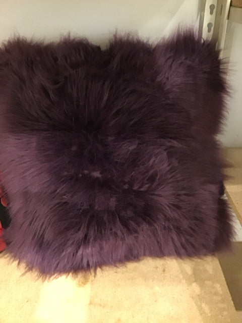 22" Plum Faux Fur Pillow