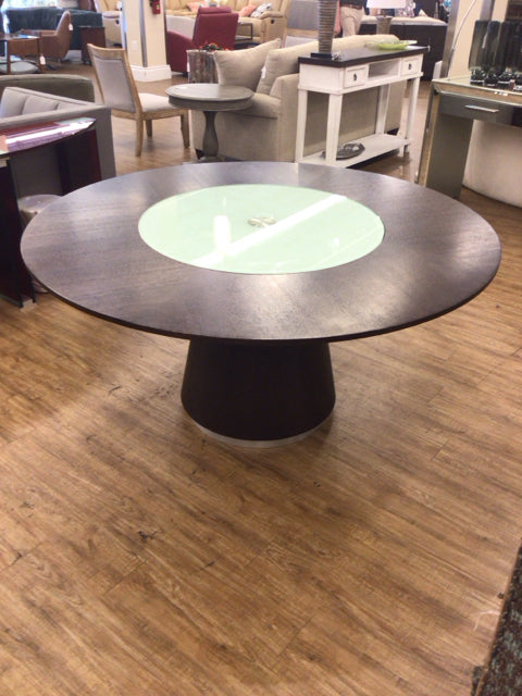 60" Round Wood Table W/Lazy Susan Center