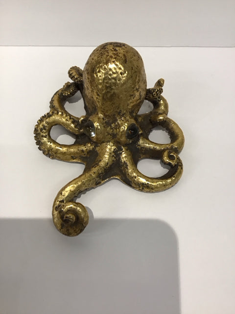 9" Gold Resin Octopus w/Glass Eyes