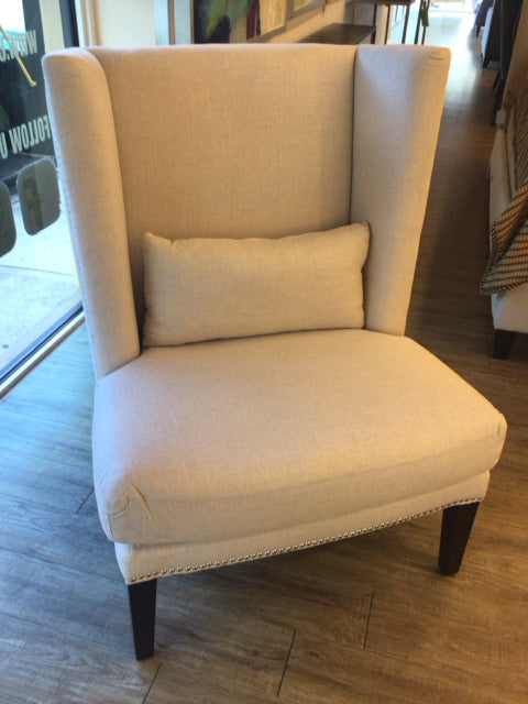 Fabric/Nailhead High Back Wing Chair
