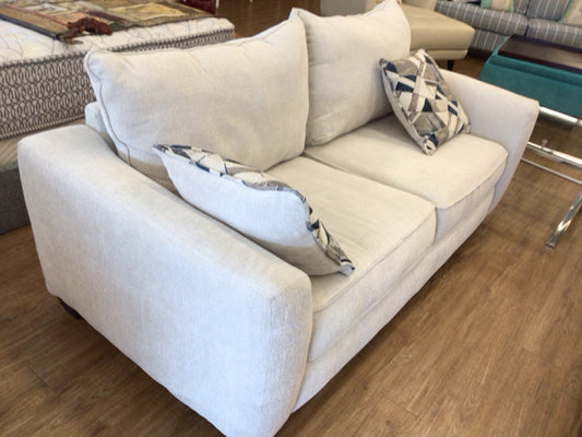 White Fabric Sofa W/2 Pillows