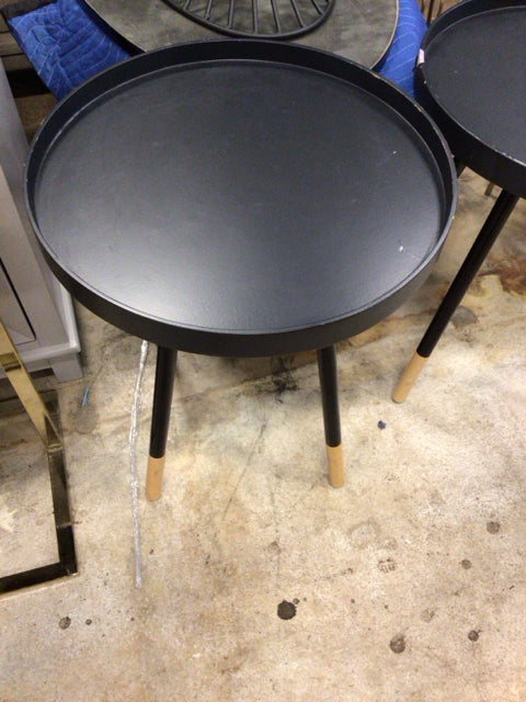 Round Black End Table W/Gold Legs