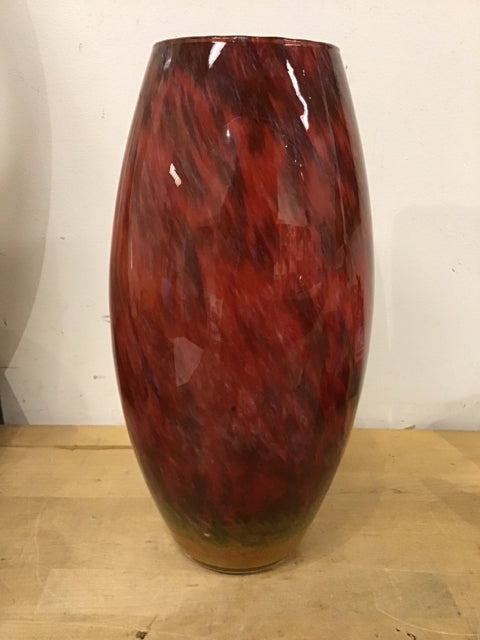 14" Red W/ Red & Gold Vase