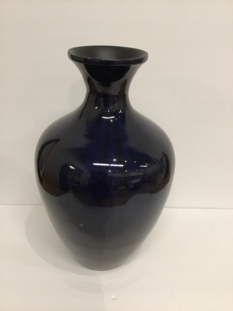 16" Blue Enamel Covered Bamboo Vase