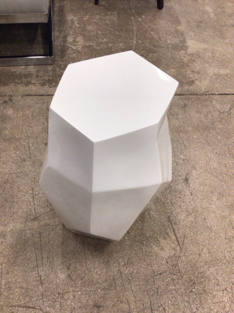 As-Is White Geometric End Table