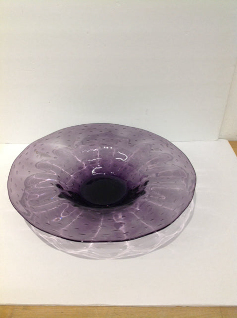16" Art Deco Purple Glass Bowl