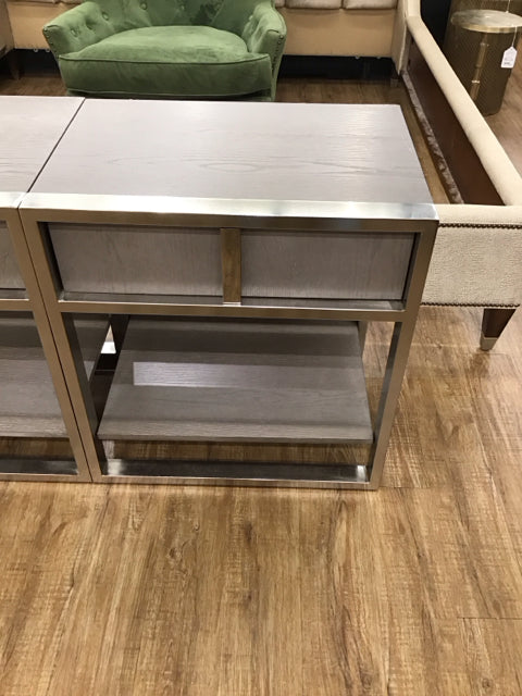 Weathered Wood & Chrome Nightstand