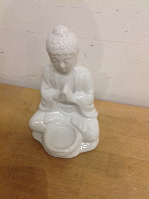 7" White Ceramic Buddah Tealight