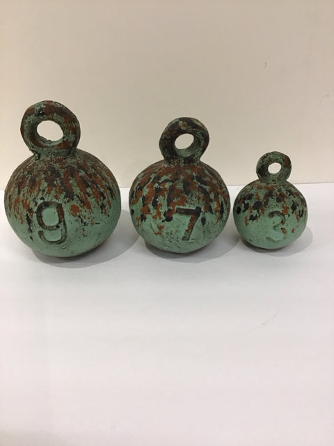 Set/3 9#,7",3# Distressed Fishing Net Weights