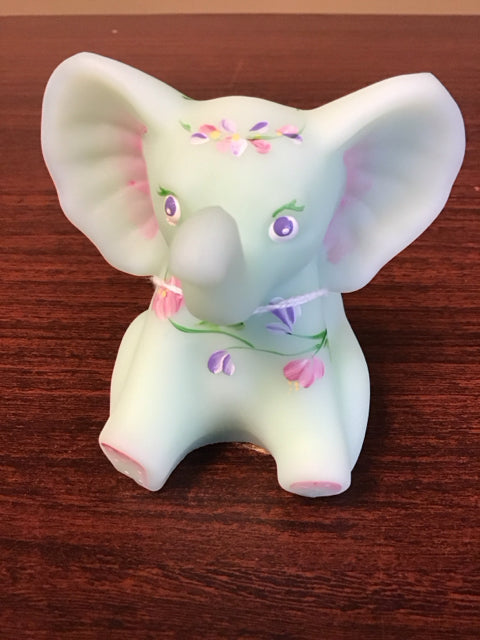 4" Fenton Green Elephant Fine Porcelain Figurine