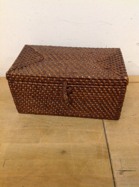 11" Brown Rattan Trunk Box