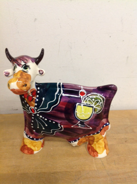 9" Signed Turov Painted Ceramic Cow