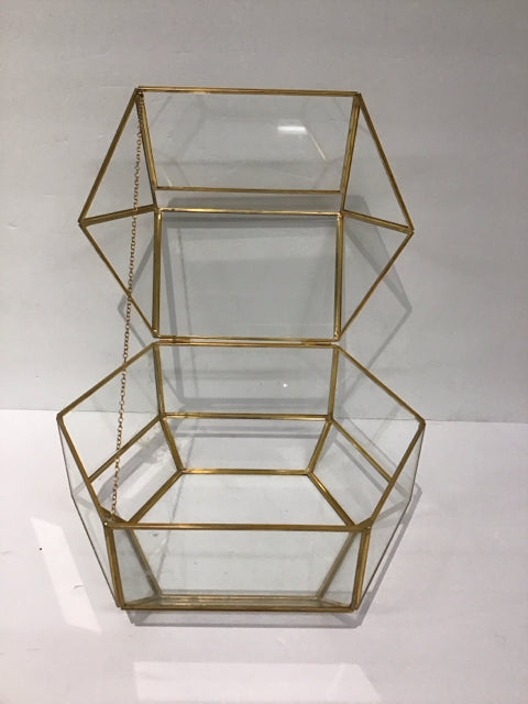 12x10 Glass Gold Metal Terrarium