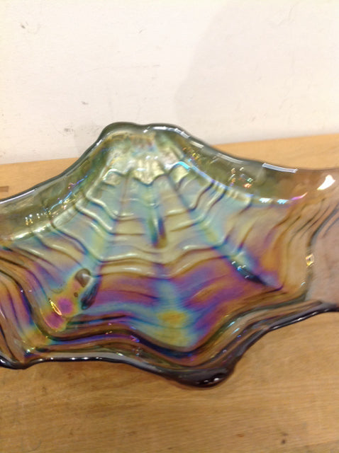 Bowl- 13" Iridescent Glass Shell
