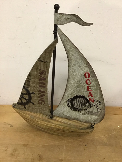 15"x11" Decorative Sailboat Metal & Resin