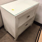26" X 14 1/2" AS-IS Glass Top Two Drawer White Nightstand(Chip/Knick)