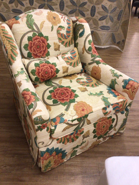 Randall Tysinger For E.J Victor Floral Pattern Skirted Arm Chair