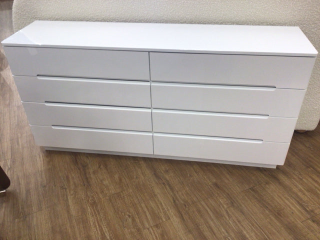 Lacqured White Eight Drawer Dresser