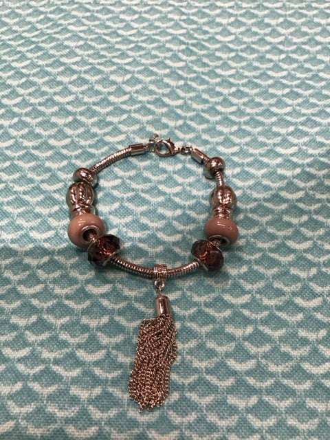 Pandora Style Purple & Beige Bracelet