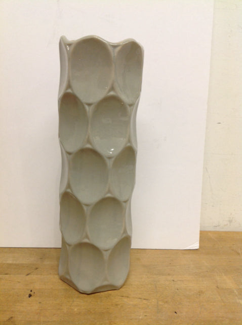 17" Grey Vase w/Oval Designs