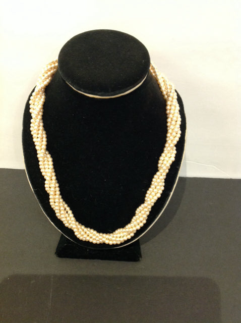 Faux Pearl Wrapped Strand Necklace